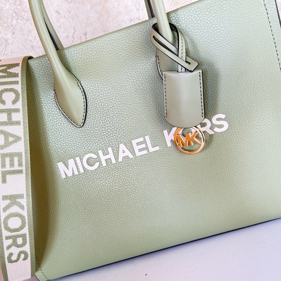 Michael Kors Mirella Medium East West Tote Satchel Shoulder Bag Light Sage - Picture 14 of 14